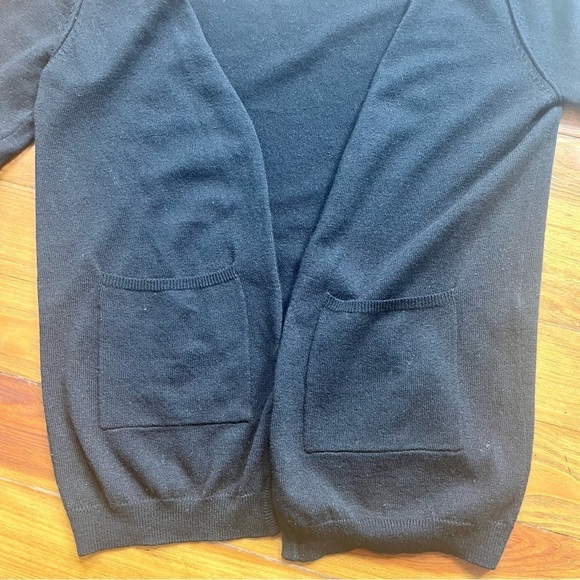 Maje Daminute Black Leather Patch Silk Blend Open Front Sweater Cardigan‎ in M - Picture 6 of 13